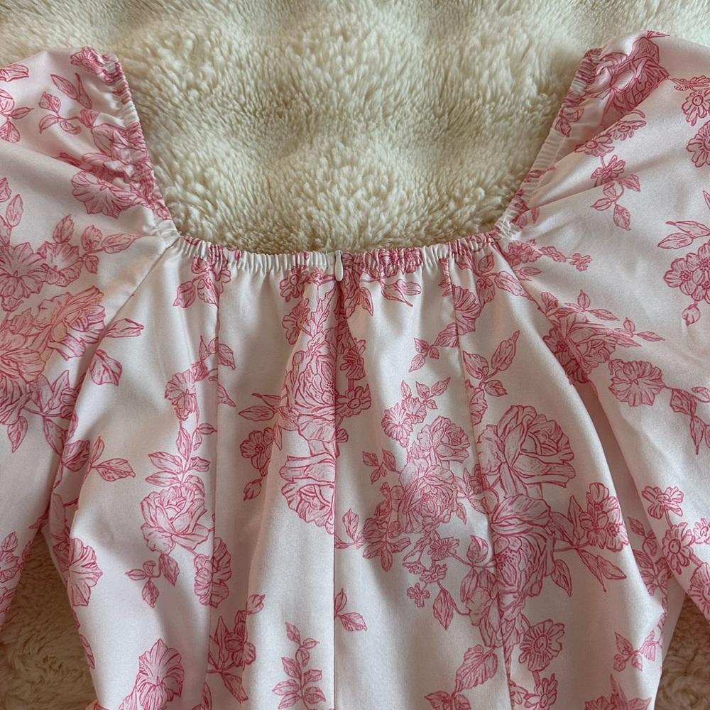 Floral Pink Ruffle Romper - Picture 4 of 6